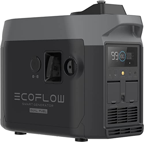 ECOFLOW Smart Generator 1800 W (Dual Fuel), soporte de alimentación por gas y GLP, controles inteligentes, alta eficiencia y arranque sencillo para la alimentación de reserva doméstica y apagones