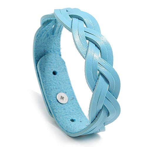 Bracelet en cuir pour couple ajustable bleu fini les bijoux fragiles