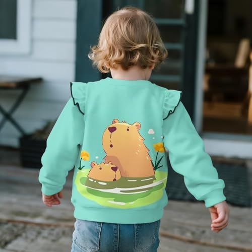 Graphic Sweatshirts for Girls Pullover Sweatershirt Long Sleeve Crewneck Sweatshirt Kids with Ruffle Sleeves3