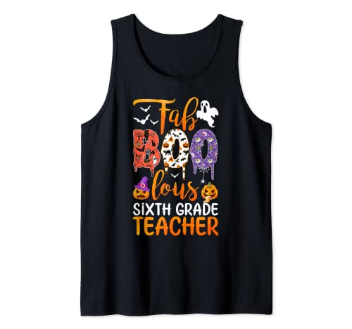 Fab Boo Lous Profesor de sexto grado Halloween 6to grado profesor Camiseta sin Mangas