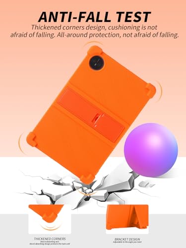 Coque silicone Doogee Tab A9 Pro 10.1 orange avec support réglable pour enfant