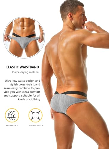 Men's Sexy Cross Strap Briefs – Breathable Stretch Underwear with Contrast Waistband for Home Parties & Travel3