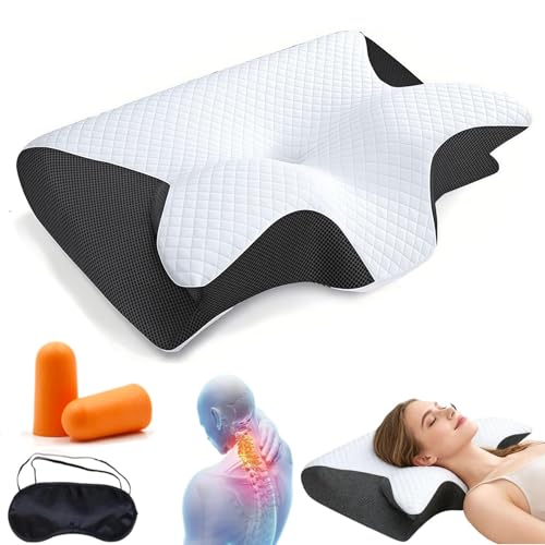 KGHYUJT Curo Sleep Kissen Original Curosleep Kissen 2026 Neu Ergonomisches Disches Nackenkissen Aus Memory-Schaum (Schwarz)