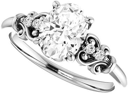 Mois 2 CT Oval Colorless Moissanite Engagement Ring for Women/Her, Wedding Bridal Ring Set, Eternity Sterling Silver Solid Gold Diamond Solitaire 4-Prong Set for Her