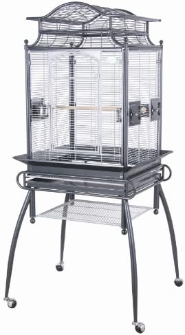 Marvelous Bird Cages Wrought Iron Bird Cage, 24 by 22 by 57-Inch, Black/Beige