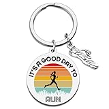 Runner Gifts for Runners Women Running Keychain Accessories for Women Track and Field Keyring Cross Country Gifts for Runner Birthday Christmas Gift for Her -It’s a Good Day To Run