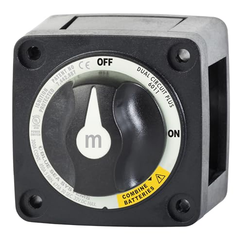 Image of Blue Sea Systems Mini Dual Circuit Plus Battery Switch, Black, 6011200 m‑Series