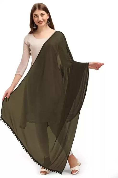 GURUSOAMI Women's Chiffon Plain Dupatta/Skarf/Stall Size 2.25 Meters With Lace Casual Use For Women/Girls-picture-18