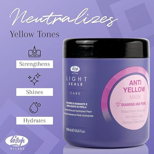 Image of Lisap Purple Hair Mask for Blonde, Silver & Grey Hair - Anti Yellow & Brass hair mask for damaged hair, Deep Conditioning hair mask for Bleached & Color Treated Hair, 33.8 fl oz
