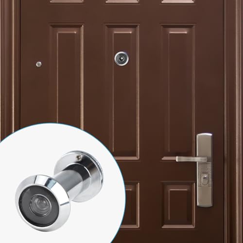 Türspion mit Weitwinkel 220° und Sichtschutz,Edelstahl Optik,Ø 14-18mm Bohrloch,Hochwertige Echtglaslinse,Türspion Abdeckung,Sicherheit für 35-60mm Dicke Türen (Silber)