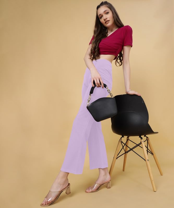 Image of FITHUB Stylish Women's High-Rise Loose-Fit Boot Cut Trousers