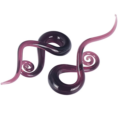 Oyaface 2pcs Purple Glass Spiral Ear Plugs Expander Tunnels Ear Piercing Jewelry 2g(6mm) Purple Gauges