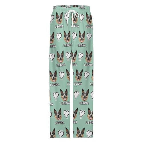 Custom Pet Face Pajama Pants,Unisex Personalized Dog Cat Photo Women Men Sleepwear Lounge Pj Bottoms,Gifts for Pet Lover2