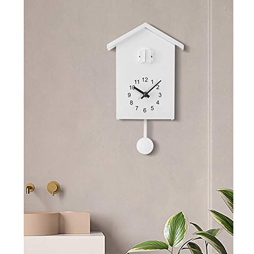 Byjia Cuckoo Clock, Scandinavian Style Wall Clock, Small Bird Hourly Clock, For Wall Art Home Living Room Kitchen Office Décor Decoration,White #TOP2