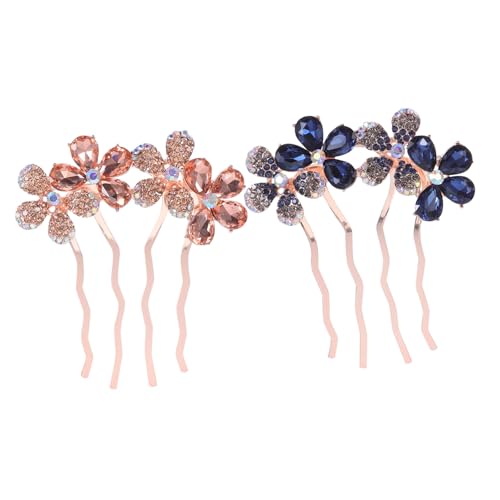 MERRYHAPY 2個サイドヘアコーム ブライダルヘアアクセサリー 結婚式用 ラインストーン飾り 光沢持続 多様なヘアスル対応 プレゼントにも