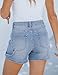 Luvamia Women's Fashion Jean Shorts - Stretchy High Waisted Denim Carpenter Beach Shorts - Lakeside Blue, Size 4/6