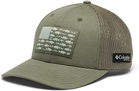 Columbia Unisex PFG Fish Flag Mesh Ball Cap - Low, Cypress/Bass Flag, Large/X-Large