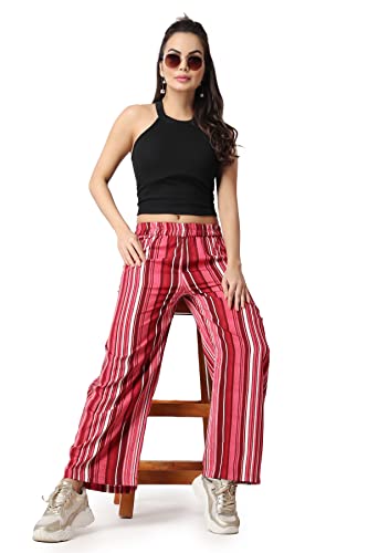 Image of POPWINGS Casual Floral Printed Loose Fit Trousers for Women || Summer Wear Women Trousers Stylish Pull-On Women Trousers || Comfortable Trousers for Regular Wear