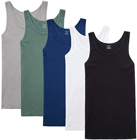 NUOZA Unterhemd Herren 3/5er Pack 100% Baumwolle Tank Top Ärmellos | Angenehm weich, atmungsaktiv, feuchtigkeitsabsorbierend, als Unterhemd oder Oberteil tragbar, etikettloses Desi