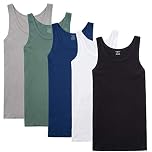 NUOZA Mens Vest Tank Top 5 Pack Fine Rib Muscle Shirts Cotton -Mix,4XL