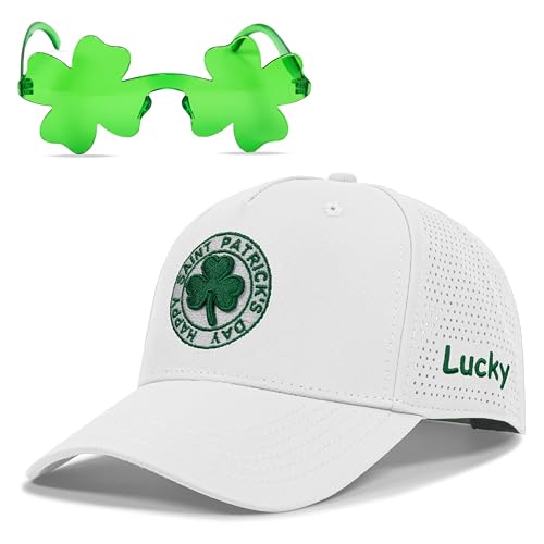 Image of St Patricks Day Hat for Men Women, Saint Pattys Irish Accessories Gifts, Lucky Shamrock Trucker Hat