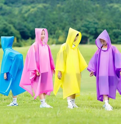 Image of Rain Poncho for Kids(2 Pack) Waterproof Reusable EVA Raincoat One Size Rain Jackets for Children,Boys and Girls