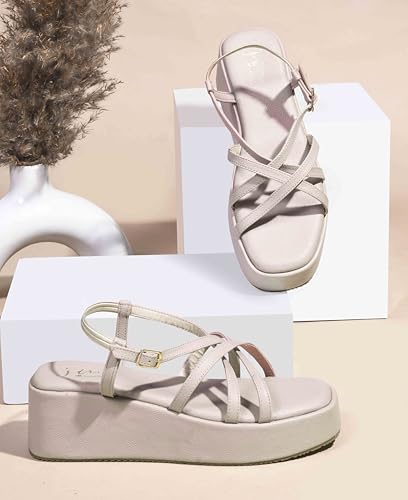 Image of JM LOOKS Women Platform Wedge Sandals for Women | Back Strap with Buckle for Comfort and Style