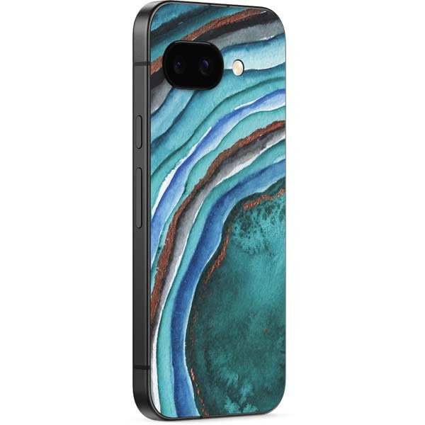 Skinit Decal Phone Skin Compatible with Google Pixel 9a - Turquoise Watercolor Geode Design