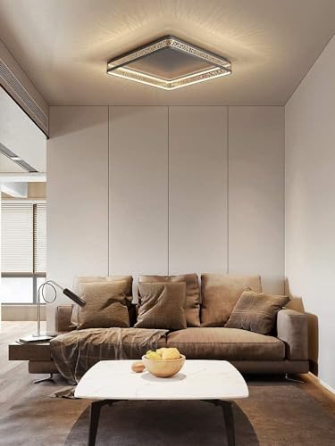 Plafonnier LED dimmable rond en métal noir avec télécommande pour salon - 7