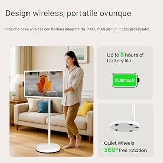 ApoloSign 32 pollici TV portatile intelligente di seconda generazione con sistema operativo Android certificato EDLA, touchscreen mobile con rotazione completa, telecomando vocale (SW3299T-4K)