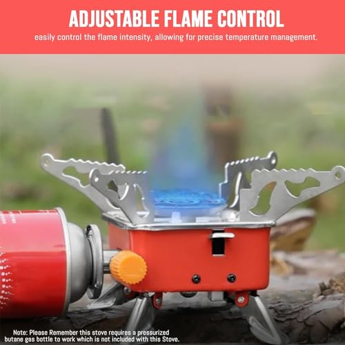 Image of Camping Stove Burner | Portable Gas Stove | Butane Gas Burner For Outdoor Camping, Hiking, Picnic, Mini gas stove, Stainless Steel body | Folding Furnace, Camping Equipment |