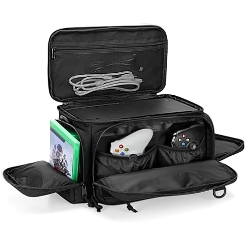 PGmoon Tactical Console Carrying Case Compatible with Xbox Series X, Travel Carry Case Bag with Multi-Pockets for Controllers, Discs & More Accessories (Patent Design) Cover
