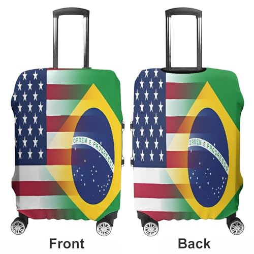 USA Brazil Flag Funny Travel Luggage Cover Baggage Suitcase Cover Protector Skins 19-32 Inch3