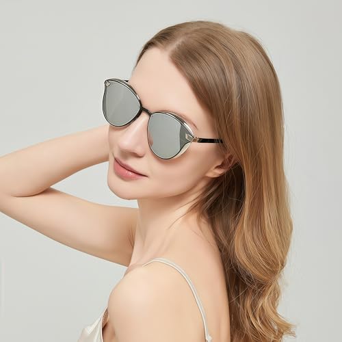 Womens Sunglasses Poarized Cat Eye Sunglasses Metal Fashion Outdoor Travel Driving Polarized Sun Glasses