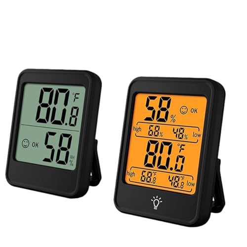 Large Size LCD Digital Thermometer Hygrometer Indoor Room Temperature Humidity Meter Sensor Gauge(MC40-Black)