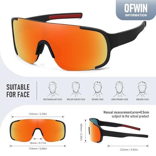 Polarized Cycling Sports Sunglasses for Men Women UV Protection Fishing Bike Running Wrap Around Sun Glasses