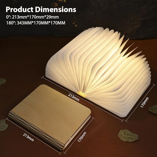 Image of 8.3 Inch Wooden Book Lamp, Book Lovers Gifts,Teacher Appreciation Gifts for Women, LED Ambient Lighting, Magnetic Mood Lighting for Home&Library Decor (Maple)