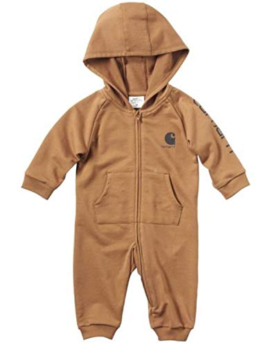 Image of Carhartt baby-boys Long-sleeve Hooded Zip-up Footless Jumpsuit One-piece Hoodie
