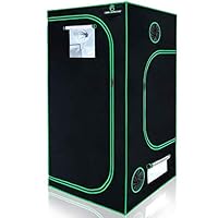 GA Growzelt 100x100x200 cm (3.3x3.3) anzuchtzelt Zelt Reflektierendes Mylar-Hydrokultur-Gewächshauszelt wasserdichter Bodenwanne für Zimmerpflanzenanbau Schwarz