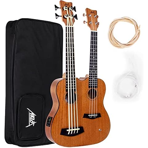 AKLOT Ukelele de doble cabeza/cuello de 28 pulgadas con Aquila Strings y ecualizador de 3 bandas Cover