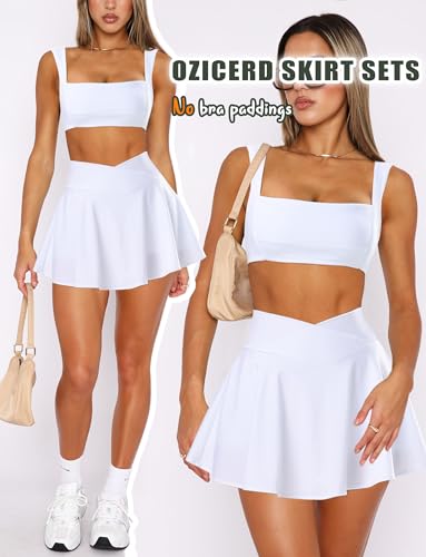 OZICERD Two Piece Tennis Skirt Sets for Women 2 Piece Skirt Set Going Out Golf Mini Skort Athletic Dress Workout Set - Image 3