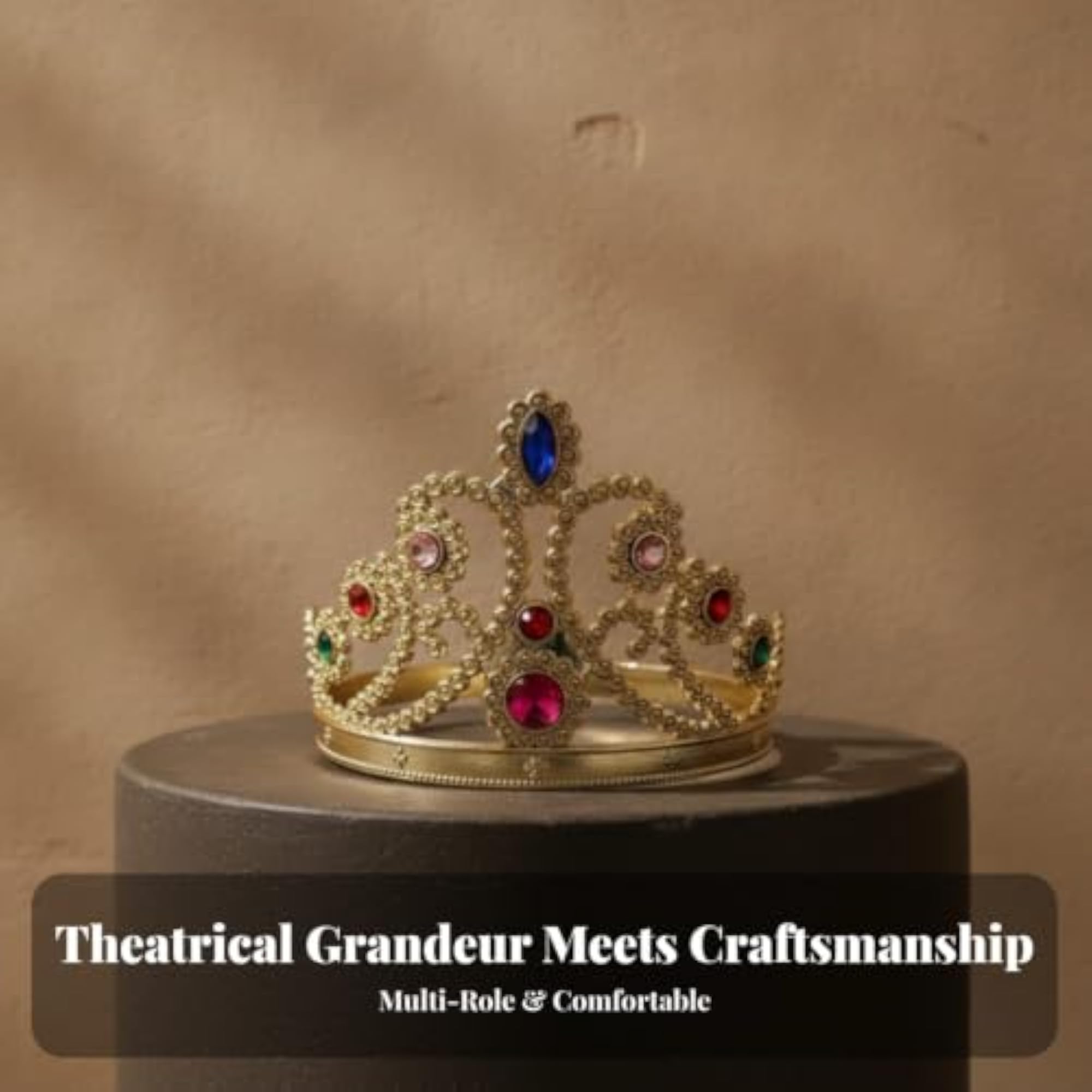 Ornate Silver Crown Prop for Costume and Theater