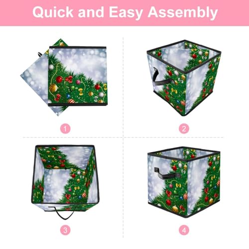 Boîte de rangement pliable en tissu cube pour jouets et vêtements - 6