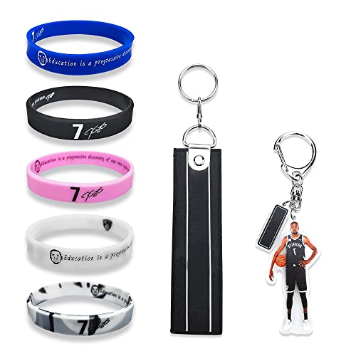 Kd-Durant Silicone-Bracelet Kevin-Keychain Brooklyn-Basketball-Pendant, #7 Kd-Signature Rubber Wristbands For Men, Basketball Accessories Sports Wristbands Durantula Fans Gifts For Boys (7-Pack) #TOP5