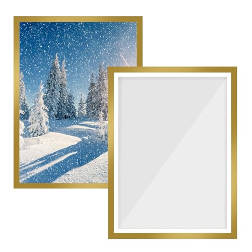 GANILITY Cornici per Diamond Painting, 2 Pezzi A4 Cornice Magnetica, 32,5 x 23,8 cm Cornice Magnetica Autoadesiva, Per Esposizione di Foto e Certificati(Oro)
