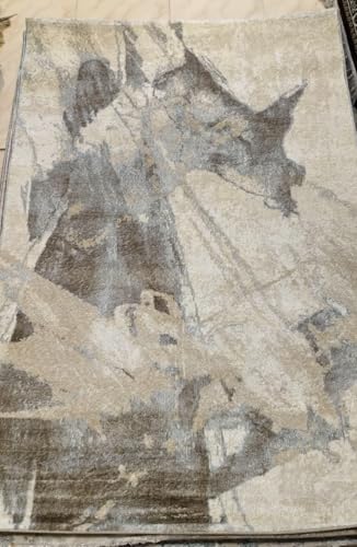 Image of 8x11 Feet (240x340 CM) Carpet for Living Room Hall & Drawing Room - Beige Animal Modern Abstract Geometric Silk-Touch Luxury Hotel-Style Washable Anti-Skid Turkish Area Rug
