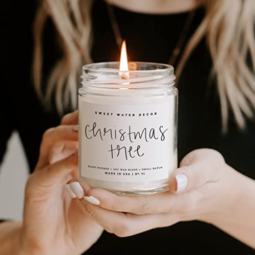 Sweet Water Decor Christmas Tree Soy Candle | Pine Needles, Cedarwood, Cypress, And Evergreen Holiday Scented Candles For Home | 9Oz Clear Jar Candle, 40+ Hour Burn Time, Made In The Usa #TOP2