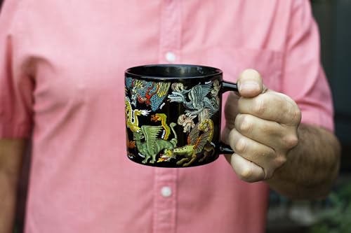 Taza de Cerámica Negra con Dragones 14 oz miniatura 4