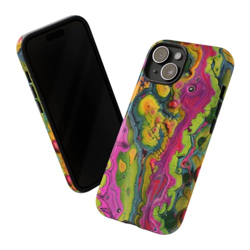 Coque iPhone 15 jaune abstraite pour un style urbain coloré
