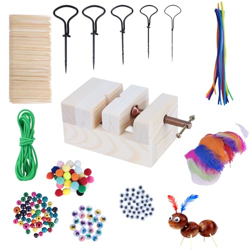 Lixstyea Kastanienbohrer Set mit Kastanienhalter - Kastanien Bastelset Kinder 1 5-5 mm Bohrer Kastanien Kastanienset zum Basteln mit Kastanien Kastanien-Basteln mit Spitztüten